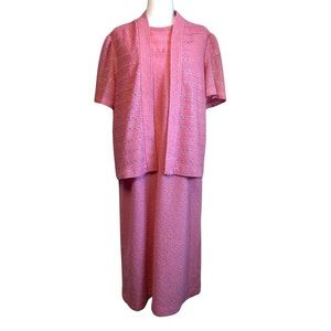 Marty Gutmacher VINTAGE Bubble Gum Pink MIDI Sleeveless Dress & Jacket 10 12